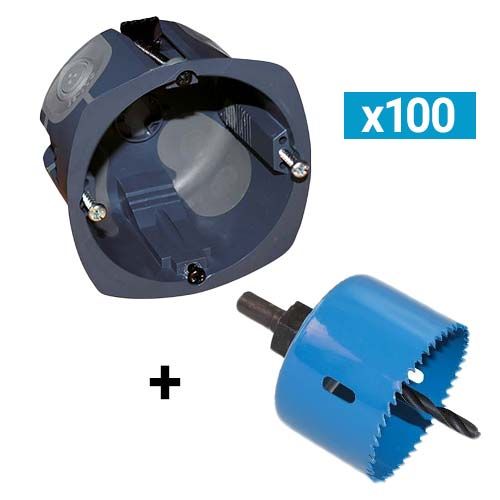 EUROHM XL ULTRA 100 Boites encastrement simple multimatériaux étanche à l'air D67 P40mm + scie cloche