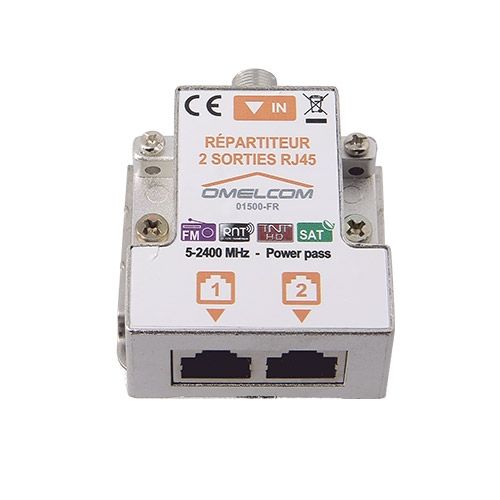 IKEPE Répartiteur TV 1 entrée coaxiale et 2 sorties TV sur RJ45